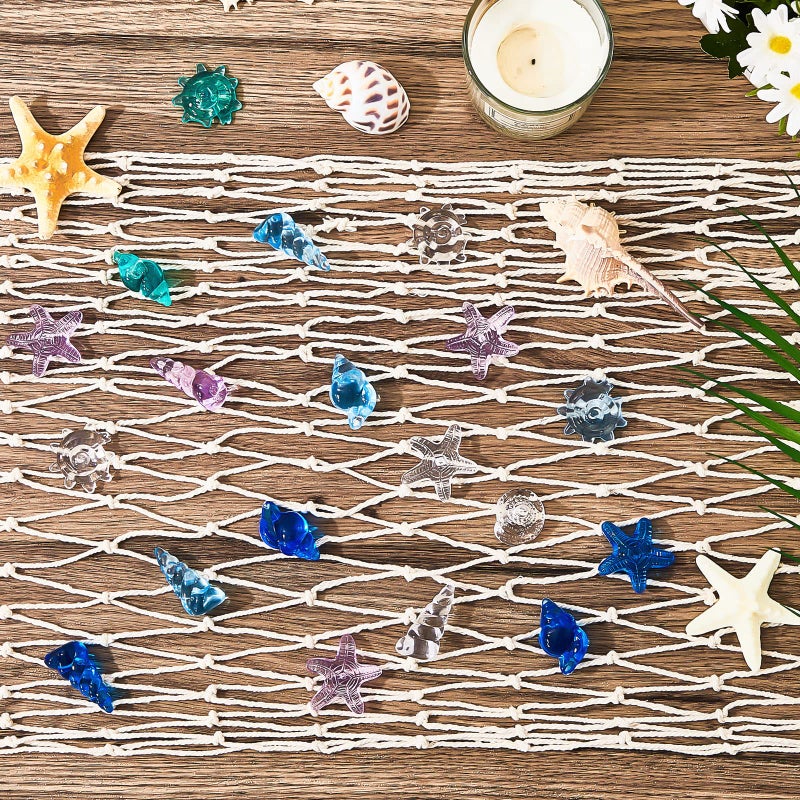 Tudomro Mermaid Fishing Net Decor Table Runner Wall Hanging Fishnet for Party Decorations 38 x 67 Inches Beach Ocean Themed Cotton Netting Toys Natural Netting for Nautical Party Accessory(1 Set) - Image 3